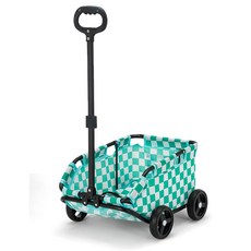 寵物購物拉車 輕巧便攜 可摺疊收納, MIN09 綠格 - 承重15斤內 可當買菜車, 1個