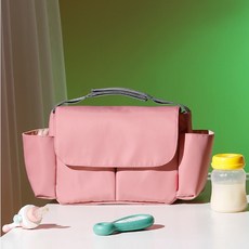 升級款寵物推車收納袋，防水大容量嬰兒車置物掛袋，多功能玩具奶瓶尿布收納整理掛包, 1個, 大容量推車掛包-玉粉, 玉粉