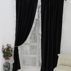 암막커텐 프로방스 러플 암막 커튼 2장 창 커텐 작은 블랙 세트