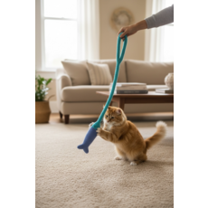 貓咪互動逗貓棒玩具 - 趣味造型，柔軟材質，增進情感釋放壓力, 藍, 1個