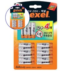 쌍문상회 지금 필요한 건전지 건전지사이즈 AAA12+4 d형건전지 시계건전지 벡셀 건전지aaa 생활용품 알카라인건전지 알카라인 31872EA, 본상품