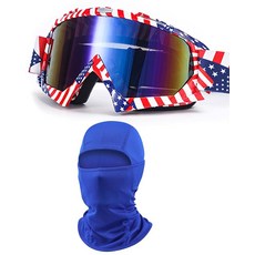ImmoON 온oSand 샌드Motocross산악자전거고글 방한모포함 여성남성청소년 더트바이크ATVMXMTB레이싱고글안전안경보호안경 블랙모노크롬스프레이125696, 블루 - 미국 국기