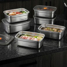 1+1+1+1 스텐 도시락 밀폐용기 반찬통 찬기, 600ML 4P, 1세트