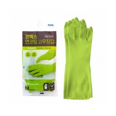 코멕스 1년 마이사이즈 면코팅 고무장갑, 그린, 중(M), 2개
