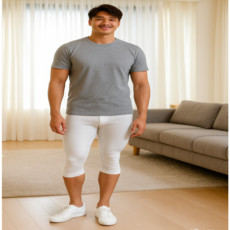 [TRY]남성 부드러운 면100 백색 7부내복바지