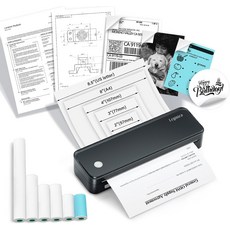 6롤 멀티 사이즈 용지가 있는 레지니코 휴대용 프린터 iOS Android 노트북과 호환되는 블루투스 잉크 없는 열 여행 사무실 가정용블랙으로 사용 가능, Black