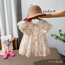 Hi！Kids女童連衣裙2025夏季新款兒童韓版雪紡碎花洋氣公主裙