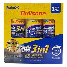 불스원 Rain OK 에탄올 3in1 발수코팅 워셔액, 1.8L, 3개