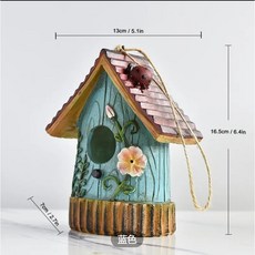 懸掛鳥屋戶外花園裝飾新奇樹脂鳥巢後院圍欄露台鳥類愛好者禮物laiwc, 藍色