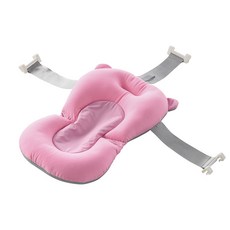 寶寶澡盆嬰兒澡盆可摺疊兒童洗澡盆嬰幼兒浴盆新生兒浴盆, 1個, 粉色浴墊:1個