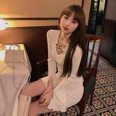 슬림 서스펜더 원피스 앞단추 스냅 바스트 미니 민소매, 화이트66 9