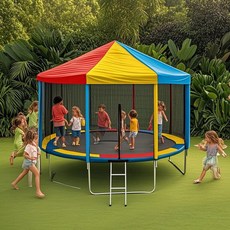 대형 트램폴린 펜션 놀이 놀이터 대형트램폴린 놀이기구 점프 트램펄린 점핑 방방이 원형 야외, A. 10인치 3.06m컬러+천장