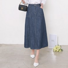 헤이올리]55사이즈재입고/ 초경량 생지청 사각아웃포켓 반밴딩 A라인스커트