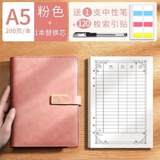 桃園出貨 理財記賬本 記賬本 手帳明細賬傢庭 理財 筆記本 子現金日 記賬本 可放錢活頁傢用收, A5/粉色+100張替芯+120枚索引貼, 1個