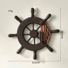 地中海風格 帆船舵 壁掛裝飾品, 1個, 23公分剝漆舵, N/A