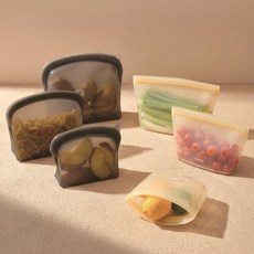 PN풍년 1+1 유해물질 없는 실리콘 스탠딩 지퍼백 제로웨이스트 밀프랩용기, 01. 스퀘어형 500ml 2개