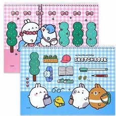 스토어-정유 몰랑 내구성 스케치북 5권 세트 표지마닐라지스케치북