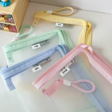 더홈스 A4 클립 파일 파우치 4p 세트, 1개, 핑크, 옐로우, 그린, 블루 세트