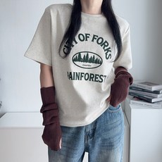 피치 기모 겨울반팔 기본핏 레터링 포레 반팔 티셔츠 (3color)