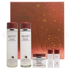 韓國 JIGOTT 蝸牛彈力／植物精華玻尿酸／綠茶保濕／蘆薈舒緩修復 禮盒五件組, 1個, 韓國 JIGOTT 蝸牛保濕禮盒五件組