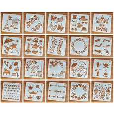 桃園發貨 【整套80張】插圖鏤空模板 模版繪畫工具 diy手工模尺 手賬 繪畫板 消字版用 繪圖模板 型板 鏤空, 41-60號（共20張）, 1個