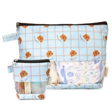 세맘스 방수 투명TPU 가로형 기저귀파우치+약파우치, 블루꾸몽