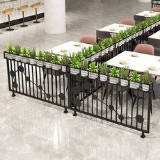 【格森】矮隔斷半墻餐廳卡座火鍋店圍欄鐵藝長虹玻璃餐飲飯店過道擋闆屏風, 定製七星款式配花籃  黑色  每平方