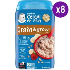 거버 베이비 시리얼 그레인 앤 그로우 릴 비츠 바나나 스트로베리 227g 8개 Gerber Grain & Grow Lil Bits