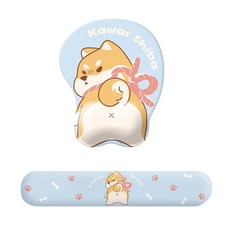 Kawai Shiba 柴犬造型滑鼠墊鍵盤手托套裝 3D立體護腕設計, 柴犬滑鼠墊套裝, 1套