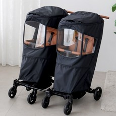 맘네스트) 에이블유모카 플러스 전용 방풍(사계절) 레인(투명) 커버 쌍둥이 가능, 1개, 쌍둥이용-4계절-블루블랙