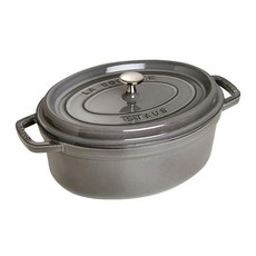 Staub La Cocotte 타원형 40500-276 Pico 그레이 27cm(10.6인치) 대형 양손 캐스트 에나멜 냄비 인덕션 호환, 27 cm, 02) 그레이