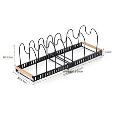 可伸縮鍋具收納架 廚房鍋蓋架子櫥櫃碗碟架家用檯面鐵藝架子代發, 1個, 鐵)伸縮鍋架/7線-黑色