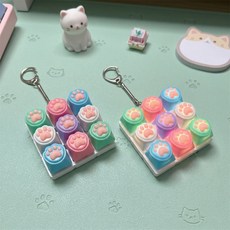 브로키 LED 고양이 발바닥 젤리 키캡 딸깍이 키링 피젯토이, 1개, 9구_고양이레인보우
