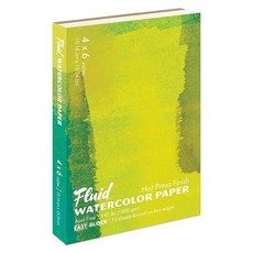 Fluid Artist 수채화 블록 63.5kg(140파운드) (300 GSM) 페인팅 및 습식 매체용 핫 프레스 종이 패드 쉬운 블록 바인딩 10.2 x 15.2cm(4