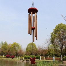 櫸木蝴蝶音樂風鈴 戶外室內裝飾掛飾, 銅色管-典雅, 銅色管