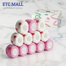 이티씨몰 자가점착 밴드 2.5cm 압박붕대 패턴 2종 모음 하트 화이트 핑크 10+2, 1개