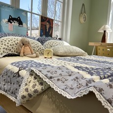 프릴이불세트 이쁜이불 귀여운침구세트 블루 꽃 4 인