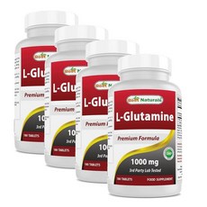 베스트 네츄럴스 엘글루타민 1000mg Best Naturals L-Glutamine, 4개, 180정