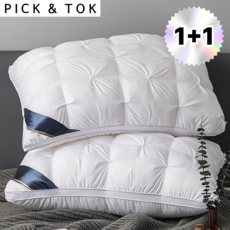 픽앤톡 프리미엄 호텔베개 호텔침구 솜배게 목편한베개 5성급호텔 사계절 기능성 편안한 경추솜 1+1 세트, 그레이