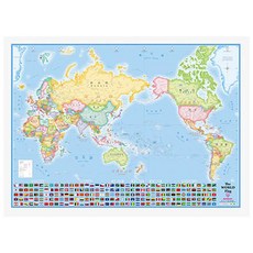 [BH} 미니 세계지도 수도 행정 만국기 포스터 월드맵, 국기
