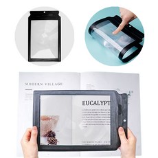 대형 PVC 사각 돋보기 확대경 독서 책 신문 보기 읽기 노인 노안 책갈피 평면 슬림, 1개, 블랙