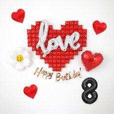 심플 러브 빅하트 데이지 하트 호일풍선 생일파티세트, 심플러브 숫자8, 1개