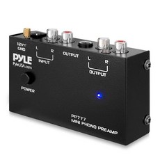 Pyle 파일 미니 포노 턴테이블 프리앰프 RCA 입 출력 스테레오 저잡음 12V DC 어댑터 전원 LP 턴테이블에 이상적 PP777 302509, 3.3 mV