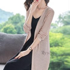 [Myshe]여성 여름 롱 아이스 니트 카디건 TWO526FEI526KS06