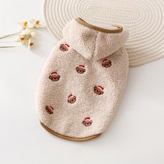 PASTEL PET 刺繡圖案羊羔毛連帽外套, 米色