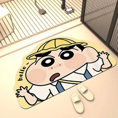 크레용 신짱 욕실 미끄럼 방지 발매트 만화 불규칙형 물 흡수 쉬운 건조 도어 규조토 바닥, 03 40x60cm, 11 Wearing a hat