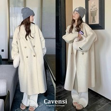 【Cavensi】專櫃級質料雙面羊絨大衣 M-4XL 90%綿羊毛羊駝毛長款毛呢外套