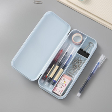 칸 분리 펜 박스 필통 하드케이스, 1개, 블루