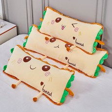 可愛卡通造型長條抱枕，無內膽設計，可拆洗，適用於雙人床, 微笑款枕套（不含枕芯）,小號枕套60*35cm（尺寸含手腳