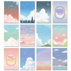 마음담아 골라사는 60장세트 귀여운 감성 엽서 세트 모음, 47. 하늘 구름 한조각(봉투포함)